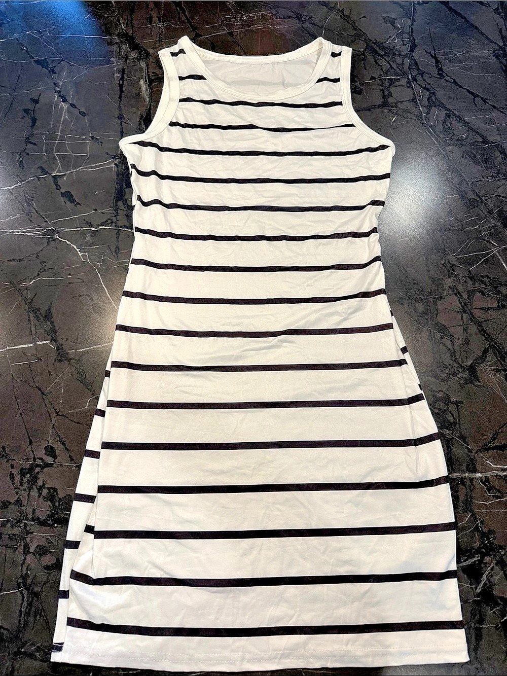 Striped Sleeveless Dress in White & Black Like New